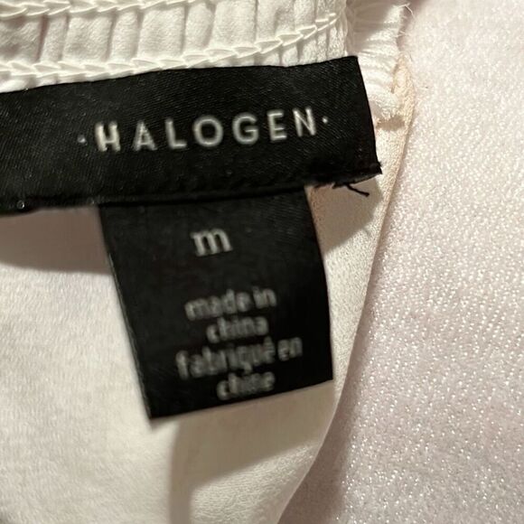 Halogen M High Neck Pleated Blouson Party Dress Bright White Marilyn Monroe New - Picture 7 of 12